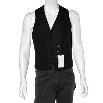 推荐Neil Barrett Black Cotton & Linen Sleeveless Vest M商品