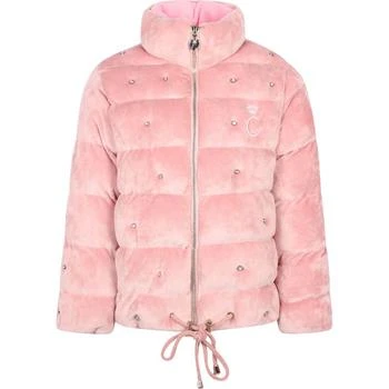 推荐Logo padded jacket with rhinestone detailing in light pink商品