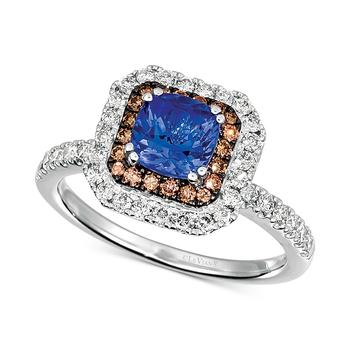 商品Blueberry Tanzanite (9/10 ct. t.w.) & Diamond (5/8 ct. t.w.) Halo Ring in 14k White Gold图片