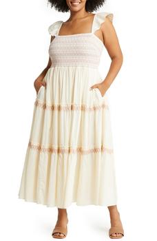Madewell | Women's Lucie Smocked Tiered Midi Dress商品图片,3.4折