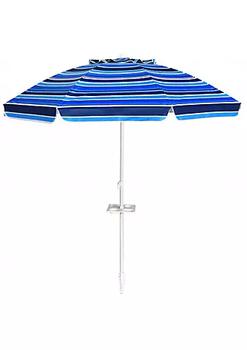 商品Costway | 7.2 FT Portable Outdoor Beach Umbrella with Sand Anchor and Tilt Mechanism for Poolside and Garden-Blue,商家Belk,价格¥443图片