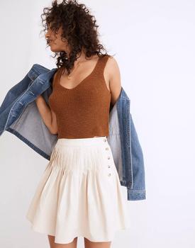 女装Madewell, Madewell | Hemp-Cotton Pintuck Full Mini Skirt: Undyed Edition商品图片 5折