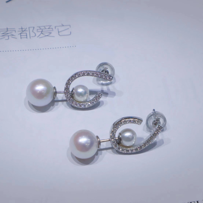 Order Dream | 925银天然淡水珍珠akoya光泽U形可拆分耳钉(一款三戴)商品图片,8.7折, 包邮包税