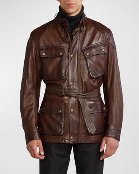商品Men's Willis 4-Pocket Belted Leather Jacket图片