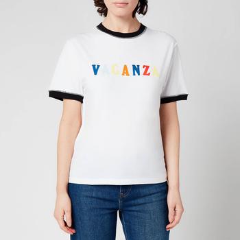 推荐Être Cécile Women's Andy C Singer Vacanza Ringer T-Shirt - White/Black商品