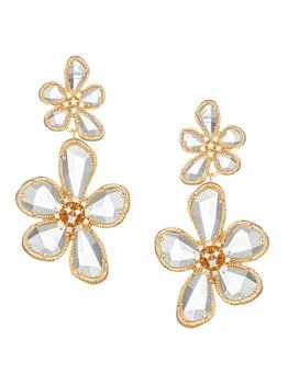 Eye Candy LA | Luxe Minoo Double Flower 18K Goldplated & Cubic Zirconia Drop Earrings,商家Saks OFF 5TH,价格¥407