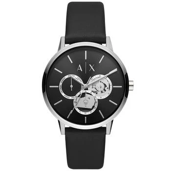 Armani Exchange | Men's Multifunction Black Leather Strap Watch 