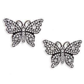 推荐Crystal Embellished Butterfly Earrings商品