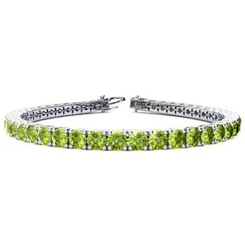 SSELECTS | 10 1/2 Carat Peridot Tennis Bracelet In 14 Karat White Gold, 8 Inches,商家Premium Outlets,价格¥14111