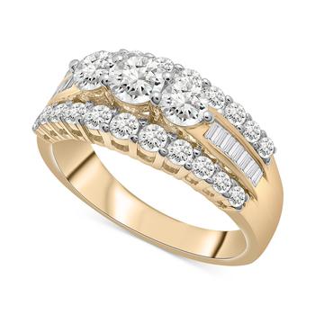 商品Macy's | Diamond Multirow Round & Baguette Statement Ring (1-1/2 ct. t.w.) in 14k Gold,商家Macy's,价格¥44555图片
