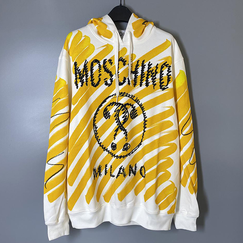 Moschino | MOSCHINO 女士白黄拼色印花连帽卫衣 DT1715-0427-6028商品图片,独家减免邮费