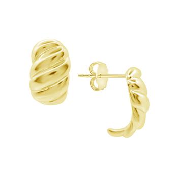 商品Essentials | High Polished Puff Twist J Hoop Post Earring in Silver Plate or Gold Plate,商家Macy's,价格¥102图片