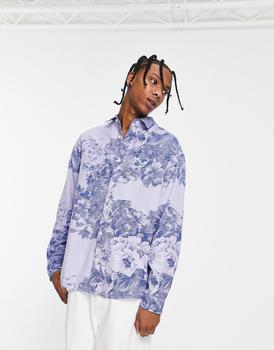 ASOS | ASOS DESIGN 90s oversized denim shirt in floral print商品图片,