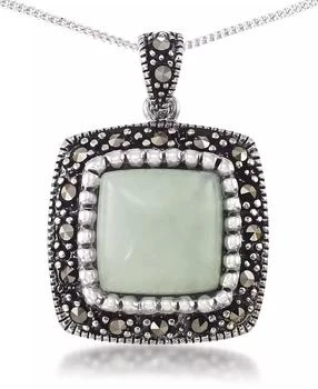 Macy's | Jade (11 x 11mm) & Marcasite Square Pendant on 18" Chain in Sterling Silver,商家Macy's,价格¥276