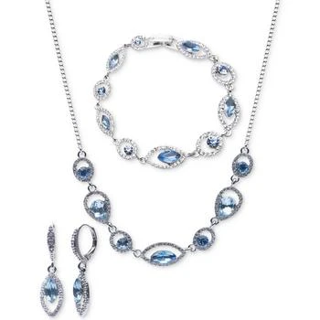 Givenchy | Silver-Tone 3-Pc. Set Stone & Crystal Round & Marquise Link Necklace, Bracelet, & Matching Drop Earrings 6.6折