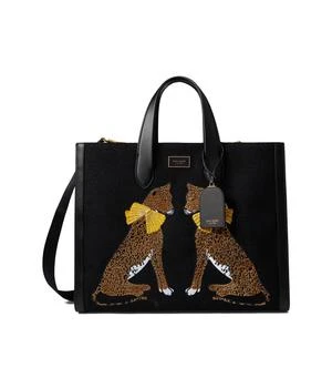 Kate Spade | Manhattan Lady Leopard Embroidered Fabric Large Tote 6.0折
