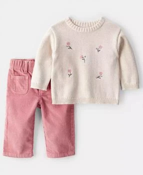 Carter's | Baby Girls 2-Piece Floral Long-Sleeve Sweater and Pants Set,商家Macy's,价格¥124