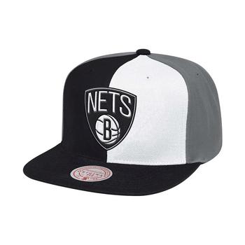 Mitchell and Ness | Men's Black, White Brooklyn Nets Pinwheel Snapback Adjustable Hat商品图片,