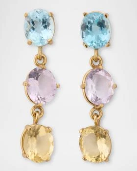 Dina Mackney | Blue Topaz, Amethyst, and Citrine Linear Earrings,商家Neiman Marcus,价格¥2540