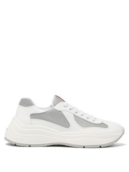 了解prada男鞋, Prada | America's Cup patent leather and mesh trainers商品图片 