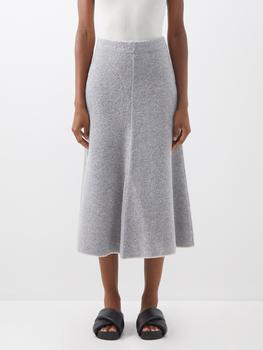 推荐Rolled-edge merino-blend midi skirt商品