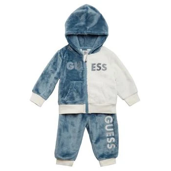 GUESS | Baby Boys Velour Zip Up Sweatshirt and Joggers, 2 Piece Set,商家Macy's,价格¥439