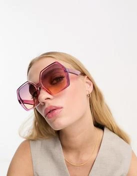 推荐ASOS DESIGN oversized 70s sunglasses in crystal pink商品