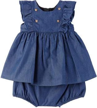 Versace | Baby Blue Ruffle Dress & Bloomers Set,商家SSENSE CA,价格¥1962