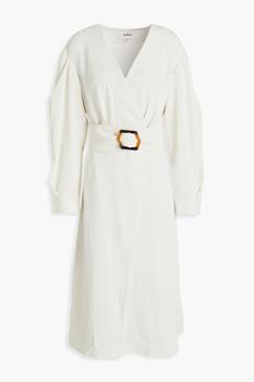 product Briane belted woven midi wrap dress image
