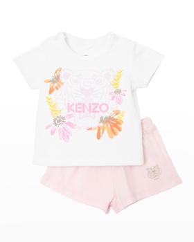 推荐Girl's Tiger Floral T-Shirt w/ Fleece Shorts, Size 6-18M商品