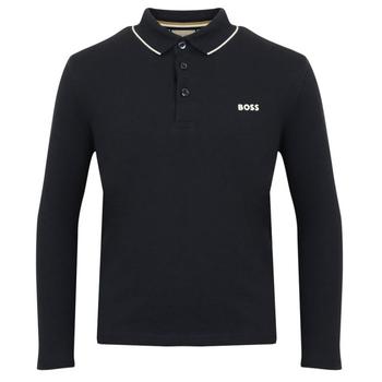 Hugo Boss | Tipped Collar Long Sleeve Navy Polo Shirt商品图片,额外8折, 额外八折