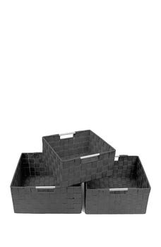 商品Gray Woven 3-Piece Basket Set图片