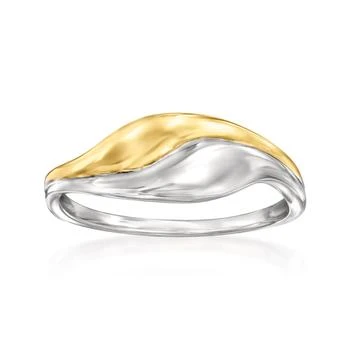 RS Pure | RS Pure by Ross-Simons Sterling Silver and 14kt Yellow Gold Wavy Ring,商家Premium Outlets,价格¥1221
