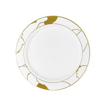 商品7.5" White with Gold Marble Disposable Plastic Appetizer/Salad Plates (120 Plates)图片