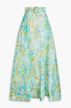Zimmermann | Belted floral-print linen and silk-blend maxi skirt,商家THE OUTNET US,价格¥4305