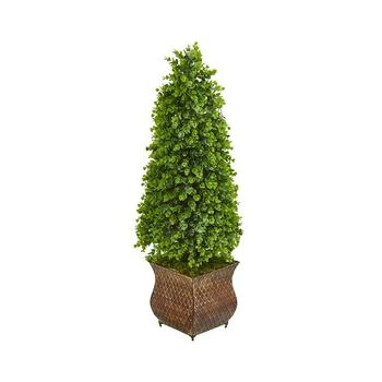 NEARLY NATURAL | 41” Eucalyptus Cone Topiary Artificial Tree in Metal Planter (Indoor/Outdoor),商家Macy's,价格¥2215
