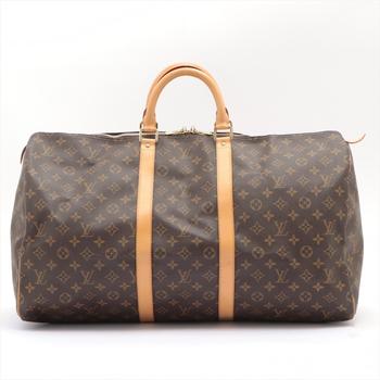 lv行李箱, [二手商品] Louis Vuitton | Louis Vuitton Brown Monogram Canvas Leather Keepall 55 cm Duffle Bag Luggage商品图片 