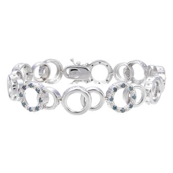 商品Vir Jewels | 1 cttw Blue Diamond Tennis Bracelet .925 Sterling Silver With Rhodium Circle,商家Premium Outlets,价格¥2061图片
