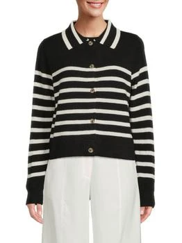 Saks Fifth Avenue | 100% Cashmere Long Sleeve Striped Sweater Polo,商家Saks OFF 5TH,价格¥525