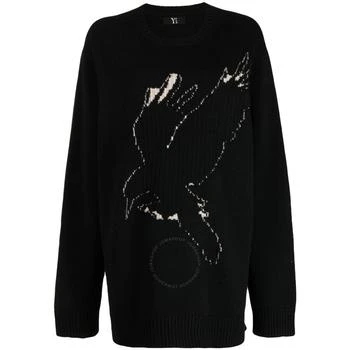 YOHJI YAMAMOTO | Ys Black Wool Crow Motif Long-Sleeved Pullover,商家Jomashop,价格¥1187