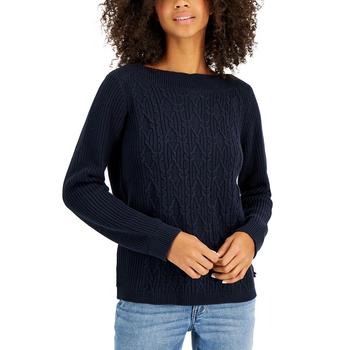 推荐Women's Boat-Neck Cable Knit Sweater商品
