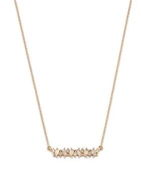 Moon & Meadow | 14K Yellow Gold Lab Grown Diamond Round & Baguette Bar Necklace, 16-20",商家Bloomingdale's,价格¥6356