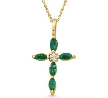 Pompeii3 | 1/2ct Emerald Marquise Diamond Necklace Cross Pendant 10K Yellow Gold 1" Tall,商家Premium Outlets,价格¥11693