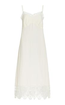 Simone Rocha | Simone Rocha - Women's Lace-Trimmed Crepe Midi Slip Dress - Ivory - UK 6 - Moda Operandi商品图片,