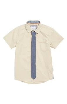 Sovereign Code | Kids' Driver Cotton Short Sleeve Button-Up Shirt & Tie Set,商家Nordstrom Rack,价格¥72