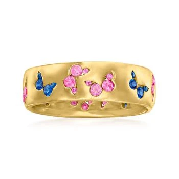 Ross-Simons | Ross-Simons Pink and Blue Sapphire Butterfly Ring in 18kt Gold Over Sterling,商家Premium Outlets,价格¥1262