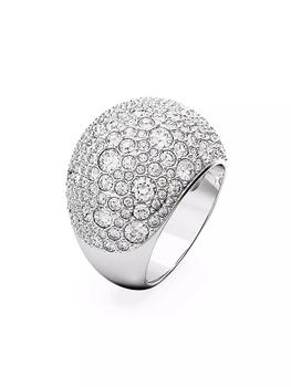 商品Luna Rhodium-Plated & Swarovski Crystal Domed Ring图片