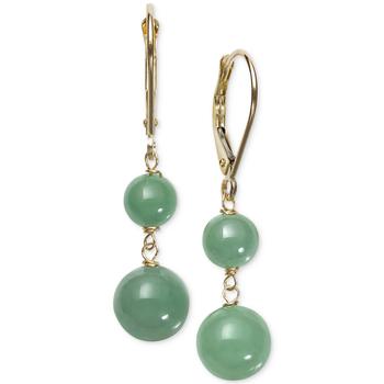 商品Macy's | Dyed Jade  (6 & 8mm) Beaded Drop Earrings in 14k Gold,商家Macy's,价格¥849图片