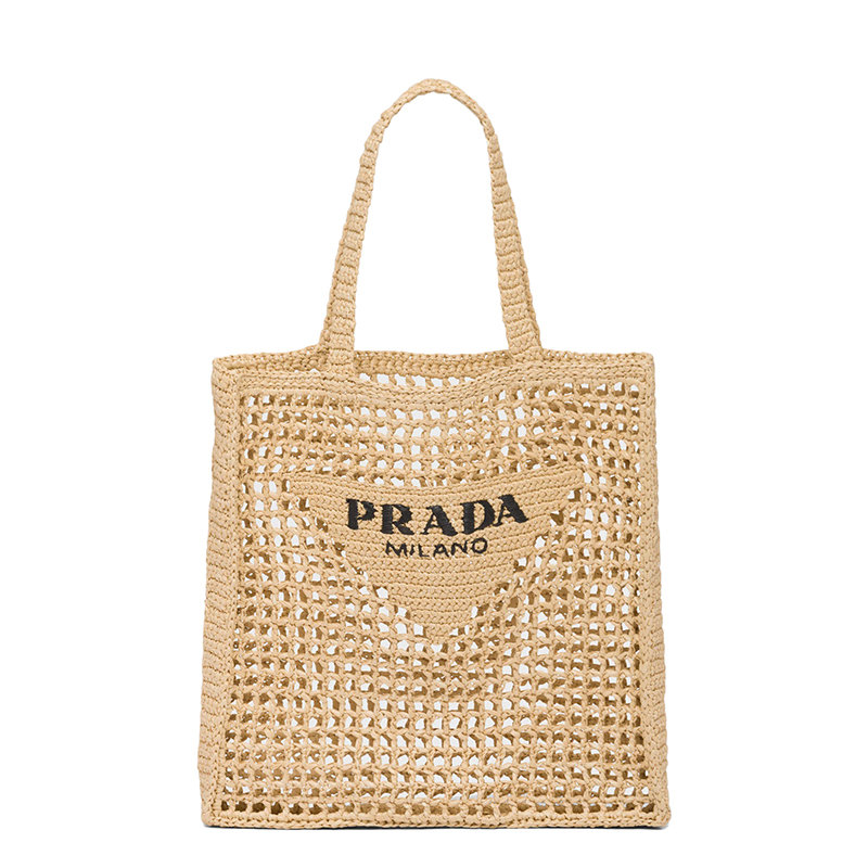 Prada | 【预售3-7天】PRADA/普拉达 22新款 女士棕褐色酒椰纤维解构式单肩手提镂空托特包1BG393_2A2T_F0018_V_OOO商品图片,7.9折, 包邮包税