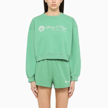 Sporty & Rich | Sporty & Rich Green cropped sweatshirt with logo商品图片,7.4折